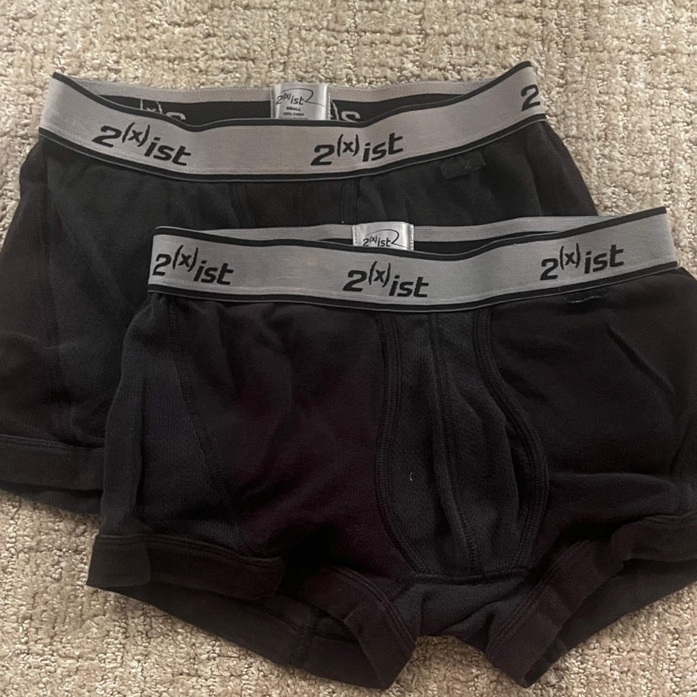 2xist Black Boxer Briefs with Gray Logo Waistband - 2 Pack